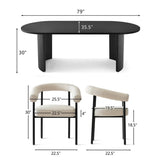 Dwen & New York 79" Oval Dining Table Set for 4 (5-Piece)