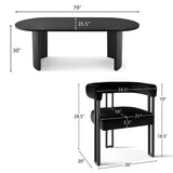 Dwen & Mia 79" Oval Dining Table Set for 4 (5-Piece)
