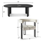 Dwen & Mia 79" Oval Dining Table Set for 4 (5-Piece)