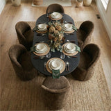 Dwen & Doris 79" Black Oval Dining Table Set for 6 (7-Piece)