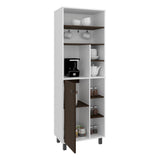 Carajillo Tall Freestanding Coffee Station and Kitchen Cabinet with One Door Cabinet, and Eight (8) Open Shelves