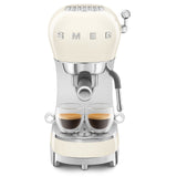 Manual Espresso Coffee Machine - Retro-Style Cream