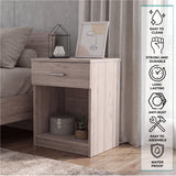Eco Nightstand with Spacious Superior Top, Open Storage Shelf, Smooth-Glide Drawer and Modern Space-Saving Bedside Design for Organizing Essentials, Books and Daily Items in a Practical and Elegant Bedroom Layout