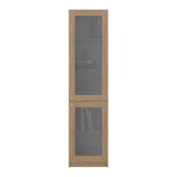 Home Double Glass Door Bookcase Cabinet with 5 Interior Shelves for Linen or Décor Storage for Living Rooms, Bedrooms or Laundry Rooms