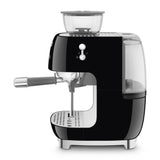 Manual Espresso Coffee Machine with Grinder - Retro-Style Black Glossy