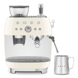 Manual Espresso Coffee Machine with Grinder - Retro-Style Cream Glossy