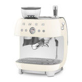 Manual Espresso Coffee Machine with Grinder - Retro-Style Cream Glossy