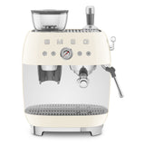 Manual Espresso Coffee Machine with Grinder - Retro-Style Cream Glossy