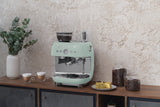 Manual Espresso Coffee Machine with Grinder – Retro-Style Pastel Green