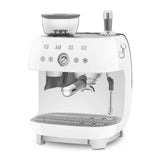 Manual Espresso Coffee Machine with Grinder - Retro-Style White