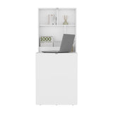 TUHOME Kaplar 33" Wide Folding Wall-Mounted Table with Four Shelves, Retractable Floating Desk, Space-Saving Foldable Workstation for Bedroom, Kitchen, Laundry Room, Office, Ironing Station and Small Spaces