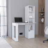 Iowa Computer Desk with Spacious Work Surface, Integrated Four-Tier Bookcase, Single-Door Storage Cabinet and Modern Space-Saving Design for Organized Home Office, Study Area or Creative Workspace Solutions