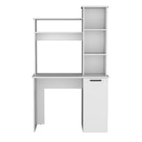 TUHOME Carson Computer Desk with Hutch, Single Door Cabinet, Expansive Work Surface and 3-Tier Storage Shelves Offering Modern Home Office Organization, Functional Workspace Design and Durable Engineered Wood Construction