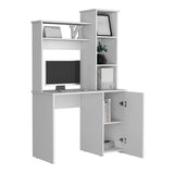 TUHOME Carson Computer Desk with Hutch, Single Door Cabinet, Expansive Work Surface and 3-Tier Storage Shelves Offering Modern Home Office Organization, Functional Workspace Design and Durable Engineered Wood Construction