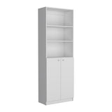 TUHOME Home 2-Door Bookcase with Dual Enclosed Shelves and Three Open Display Tiers Offering Modern Vertical Storage, Concealed Organization and Durable Engineered Wood Construction for Living Rooms, Offices and Bedrooms