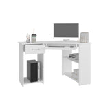 Jasper L-Shaped Corner Desk with Two Side Shelves, Space-Saving Home Office and Study Table, Modern Workstation with Ample Storage, Efficient Corner Desk for Organizing Office Supplies and Study Materials