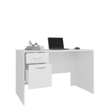 Mellier Modern Office Desk with Two Drawers and Side Storage, Compact Computer Workstation for Home Office or Study Room, Functional Desk with Spacious Top, Drawer Storage, and Side Shelving