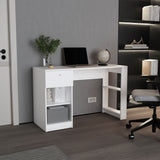 TUHOME 47" Modern Writing Desk with One Drawer and Four Open Shelves, Space-Saving Home Office Computer Desk for Bedroom or Living Room, Sleek Study Table with Smart Storage, Functional Workspace for Small Spaces