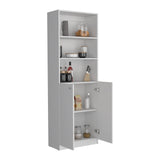 TUHOME Home 2-Door Bookcase with Dual Enclosed Shelves and Three Open Display Tiers Offering Modern Vertical Storage, Concealed Organization and Durable Engineered Wood Construction for Living Rooms, Offices and Bedrooms