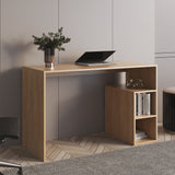 Solid Wide Writing Desk with 3 side Open Storage Shelves, Top Workspace, Freestanding Computer Desk for Home Office, Bedroom or Living Room