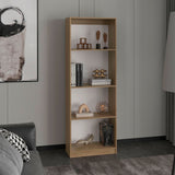 TUHOME Home Bookcase with Four Multi-Tiered Shelves and Lower Storage Section Offering Spacious Vertical Display for Books and Decor, Modern Open Organization and Durable Engineered Wood Construction for Stylish Interiors