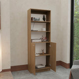 TUHOME Home 2-Door Bookcase with Dual Enclosed Shelves and Three Open Display Tiers Offering Modern Vertical Storage, Concealed Organization and Durable Engineered Wood Construction for Living Rooms, Offices and Bedrooms