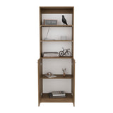 TUHOME Home 2-Door Bookcase with Dual Enclosed Shelves and Three Open Display Tiers Offering Modern Vertical Storage, Concealed Organization and Durable Engineered Wood Construction for Living Rooms, Offices and Bedrooms