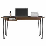 Tuhome Baxter 140 Desk with One Shelf, Four Legs, Stylish Glass Top, Modern Design for Home Office, Study, and Workspace, Durable Particleboard Frame and Metal Legs