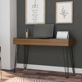 Tuhome Baxter 120 Drawer Desk with Four Legs, One Drawer, Glass Top, Modern Design for Home Office or Study