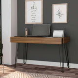 Tuhome Baxter 120 Drawer Desk with Four Legs, One Drawer, Glass Top, Modern Design for Home Office or Study