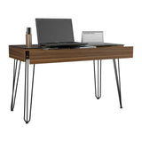 Tuhome Baxter 120 Drawer Desk with Four Legs, One Drawer, Glass Top, Modern Design for Home Office or Study
