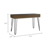 Tuhome Baxter 120 Drawer Desk with Four Legs, One Drawer, Glass Top, Modern Design for Home Office or Study