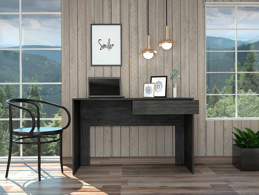 Tuhome Acre Computer Desk with One Drawer, Modern Design, Black Finish, Compact Writing Desk for Home Office or Study
