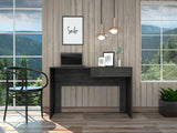 Tuhome Acre Computer Desk with One Drawer, Modern Design, Black Finish, Compact Writing Desk for Home Office or Study