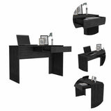 Tuhome Acre Computer Desk with One Drawer, Modern Design, Black Finish, Compact Writing Desk for Home Office or Study