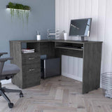 Tuhome Mix L-Shaped Desk with Keyboard Tray, Two Drawers, Single Open Shelf, Spacious Top Surface, Modern Design for Home Office or Study