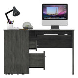 Tuhome Mix L-Shaped Desk with Keyboard Tray, Two Drawers, Single Open Shelf, Spacious Top Surface, Modern Design for Home Office or Study