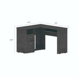 Tuhome Mix L-Shaped Desk with Keyboard Tray, Two Drawers, Single Open Shelf, Spacious Top Surface, Modern Design for Home Office or Study