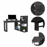 Tuhome Masai Writing Computer Desk with Five Open Shelves, Spacious Desktop, Modern Design for Home Office or Study, Space-Saving Storage Solution