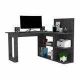 Tuhome Masai Writing Computer Desk with Five Open Shelves, Spacious Desktop, Modern Design for Home Office or Study, Space-Saving Storage Solution