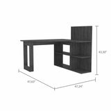 Tuhome Masai Writing Computer Desk with Five Open Shelves, Spacious Desktop, Modern Design for Home Office or Study, Space-Saving Storage Solution