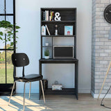 Tuhome Compu Hutch Desk with Four Shelves, One Lower Shelf, Writing Desk, Space-Saving Solution for Home Office or Study