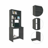 Tuhome Compu Hutch Desk with Four Shelves, One Lower Shelf, Writing Desk, Space-Saving Solution for Home Office or Study