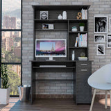 Tuhome Compu 180 Hutch Desk with Multiple Shelves, Keyboard Tray, CPU Panel, One Drawer, Modern Design for Home Office or Study