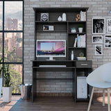 Tuhome Compu 180 Hutch Desk with Multiple Shelves, Keyboard Tray, CPU Panel, One Drawer, Modern Design for Home Office or Study