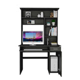 Tuhome Compu 180 Hutch Desk with Multiple Shelves, Keyboard Tray, CPU Panel, One Drawer, Modern Design for Home Office or Study