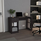 TUHOME 47" Modern Writing Desk with One Drawer and Four Open Shelves, Space-Saving Home Office Computer Desk for Bedroom or Living Room, Sleek Study Table with Smart Storage, Functional Workspace for Small Spaces