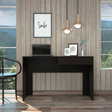 Tuhome Acre Computer Desk with One Drawer, Modern Design, Black Finish, Compact Writing Desk for Home Office or Study