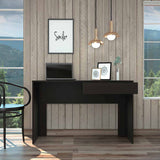 Tuhome Acre Computer Desk with One Drawer, Modern Design, Black Finish, Compact Writing Desk for Home Office or Study