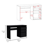 TUHOME Dublin Computer Desk with Three Storage Drawers and One Open Shelf Offering Practical Workspace Organization, Modern Home Office Functionality and Durable Engineered Wood Construction for Productive Everyday Use